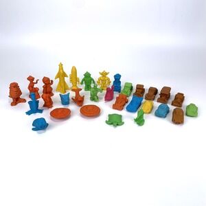 Vintage Mixed Lot of 30 Erasers Diener Space Cars Ocean Flintstones 1970s